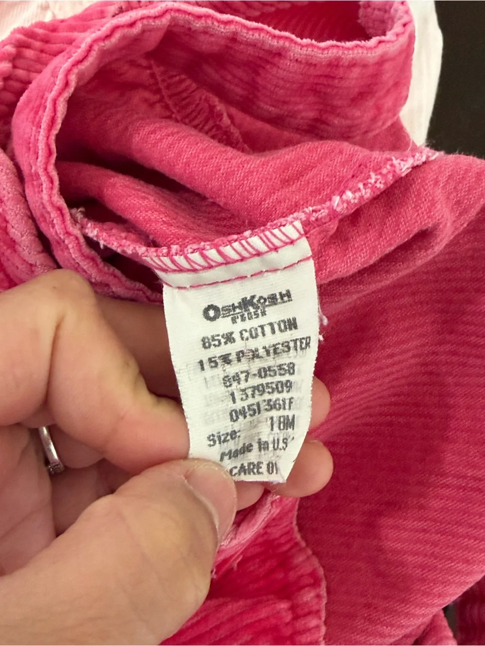 OshKosh B'gosh Bright Pink Corduroy Floral Embroidered Overalls